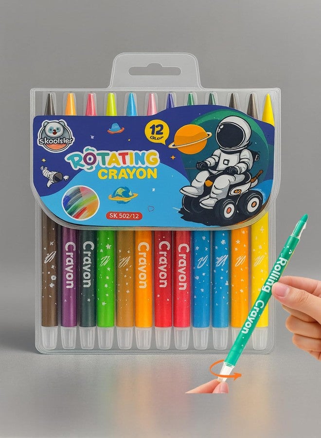 Skoolster Rolling Crayon Twistable Color Set | Non-Toxic Wax Crayons for Drawing & Coloring | Easy Grip| Toddlers & Children Bright &, Smooth Japanese Technology (space-12, Purple) - Image 1